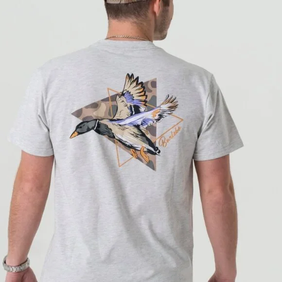 BURLEBO Pintail Triangle Diving Duck Short Sleeve Shirt in Ash Grey - Picture 1 of 4